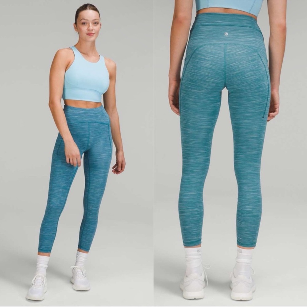 Lululemon Power Thru High-Rise Tight 25" Heathered‎ Capture Blue Size 6